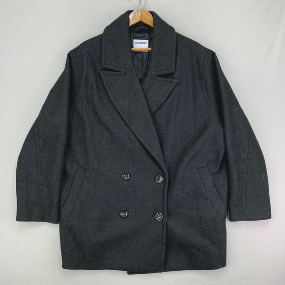 Old Navy Jackets & Blazers - Old Navy‎ Pea Coat Womens 2X Gray Heathered Double Breasted Viscose Preppy
